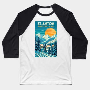 A Vintage Travel Art of St Anton - Switzerland Baseball T-Shirt